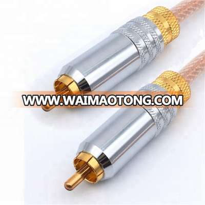 High Quality Shiny Gold Plated Dual Shielded Subwoofer Audio RCA to RCA Cable