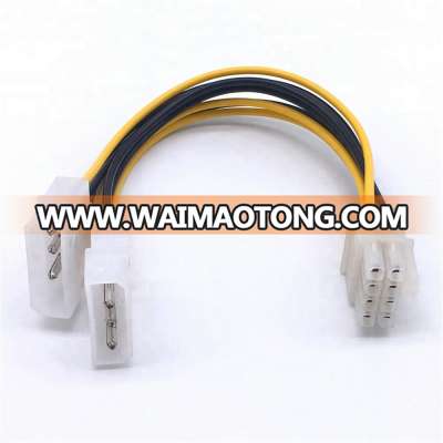 Dual Molex Connector LP4 4 Pin to 8 Pin PCI-E Express Converter Adapter EPS sata Graphics Cord Power Cable Wire